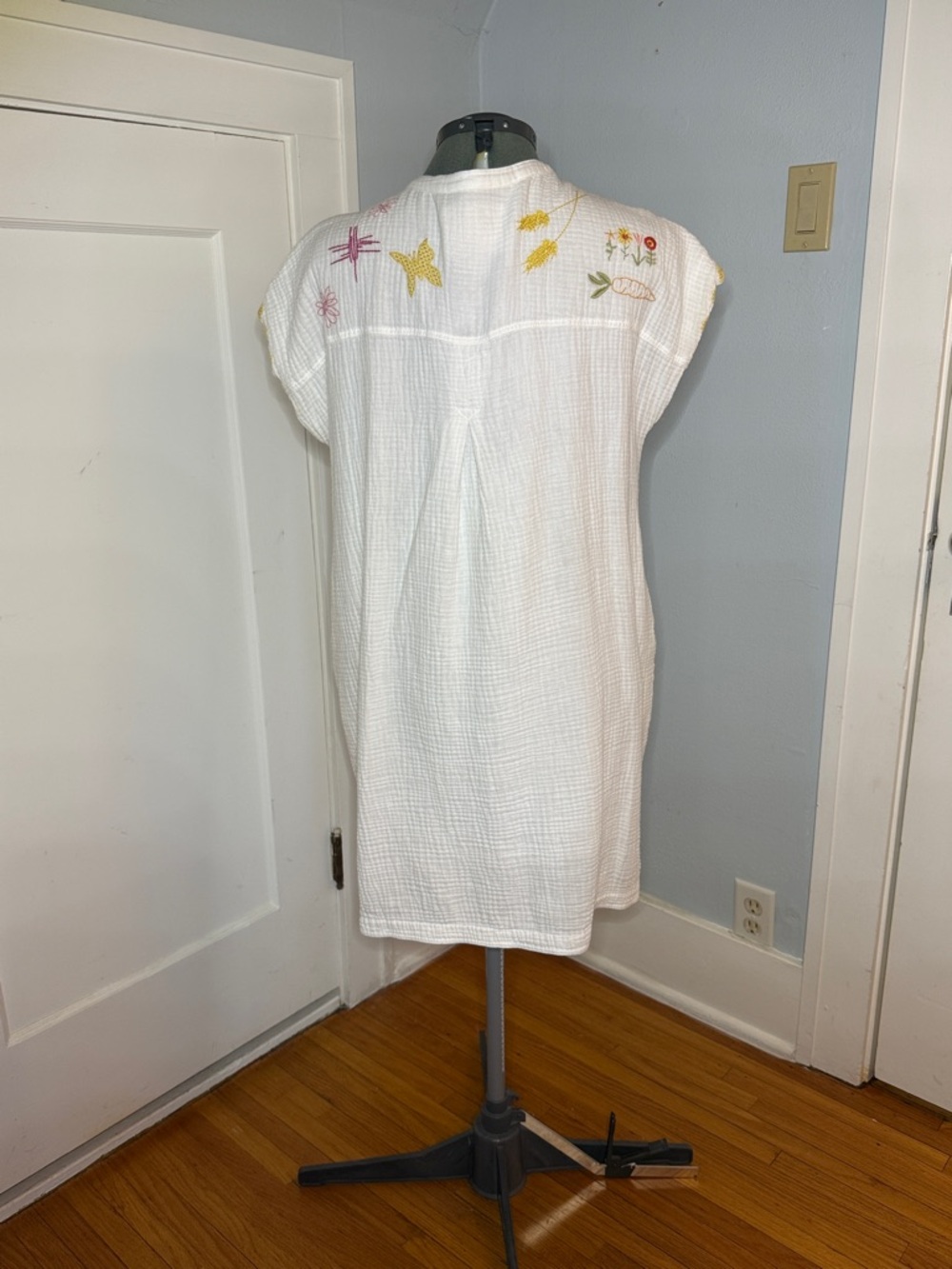 Johnny Was White Cotton Embroidered Tunic Dress Mishti Cartegena Generous Large - Picture 4 of 9